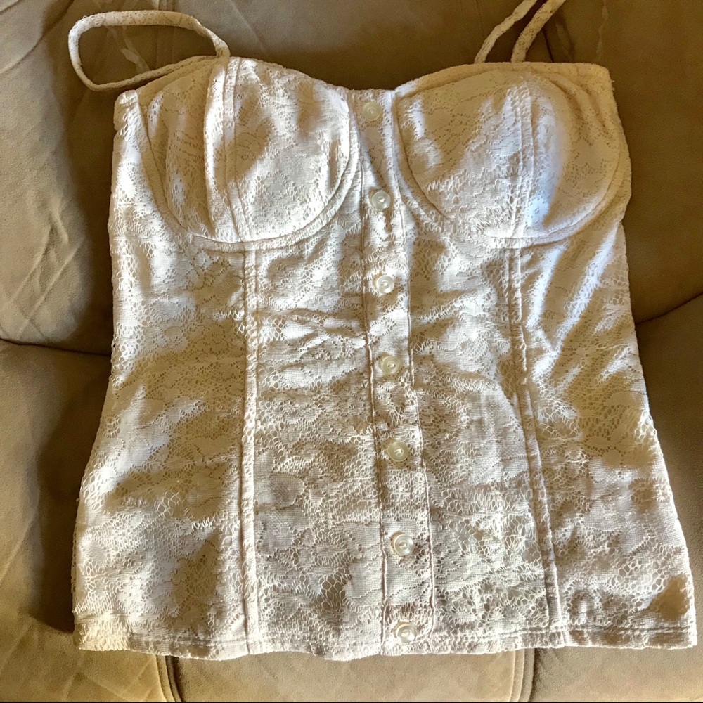 Cream Color Tank Top Bustier Corset